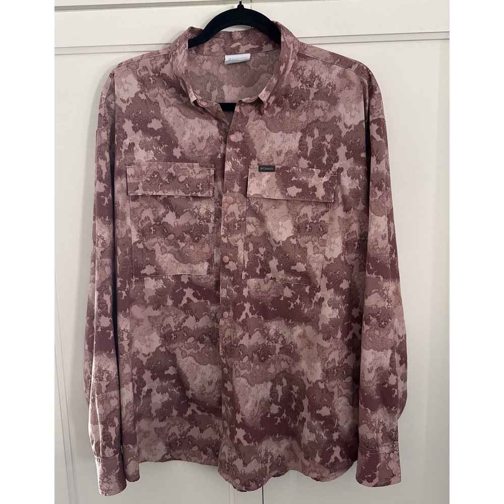 Columbia Elevated View Utility Long Sleeve Shirt Women's Pink Camo Gorpcore Sz L - Picture 4 of 16